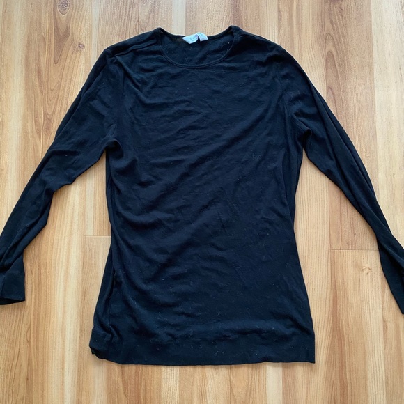 EVERLANE BLACK LONG SLEEVE SEMI SHEER TOP SWEATER MEDIUM - Picture 4 of 6